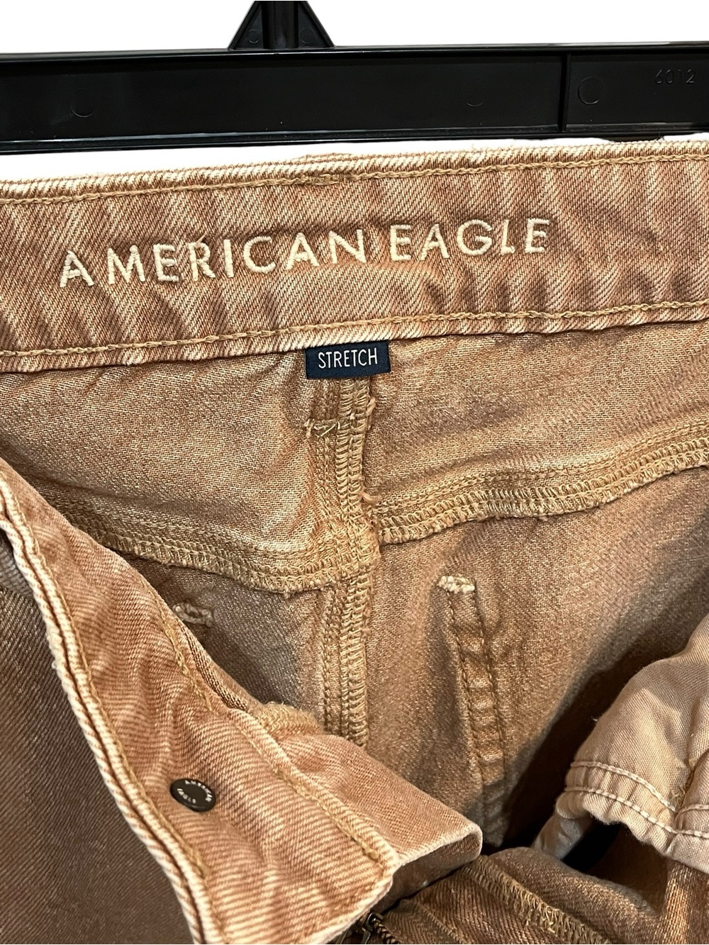 AE Khaki Colored Denim Low Rise Flare Jeans - Tan/Light Brown - Size 6 - Picture 8 of 11